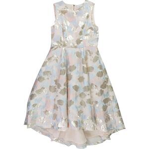 Calvin Klein Womens Floral Metallic High-Low A-line Dress, Pink, 4, DM